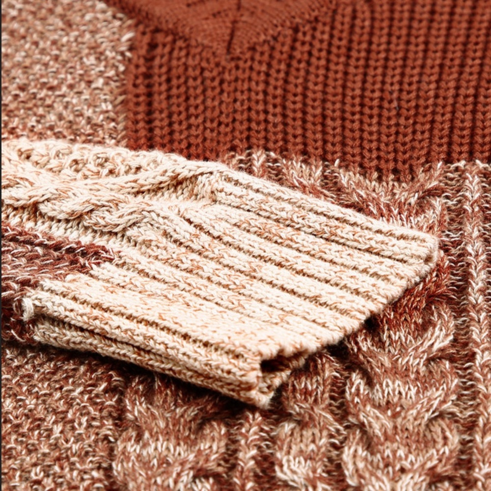 #52 1 Left! Rust Brown Drop Shoulder V Neck Sweater - Picture 9 of 10